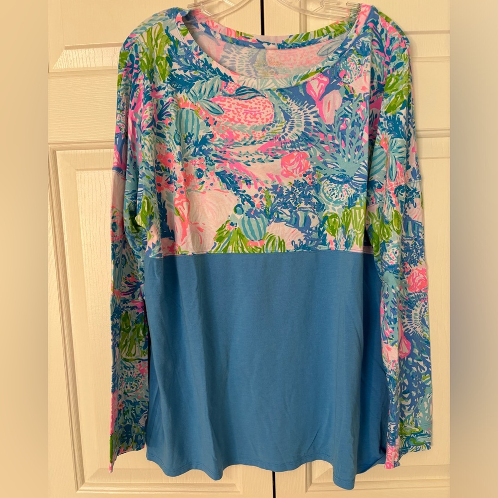 Lilly Pulitzer Finn Top Long Sleeve XL in Fished My Wish